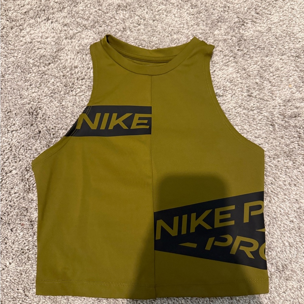 Nike Women's Olive Green Crop Top Dri fit